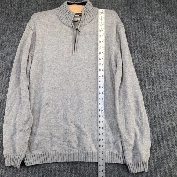Nordstrom 1901 Men's 1/4 Zip Cashmere Cotton Sweater Gray Size L - Picture 8 of 12